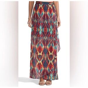 Alice + Olivia Multi Color Geometric Ikat Print Maxi Skirt